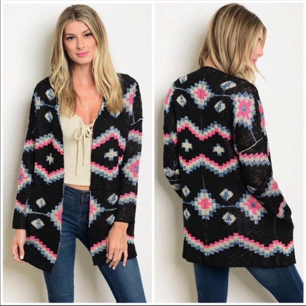 Brand NEW! NEVER WORN Cardigan - Large Black, Pink